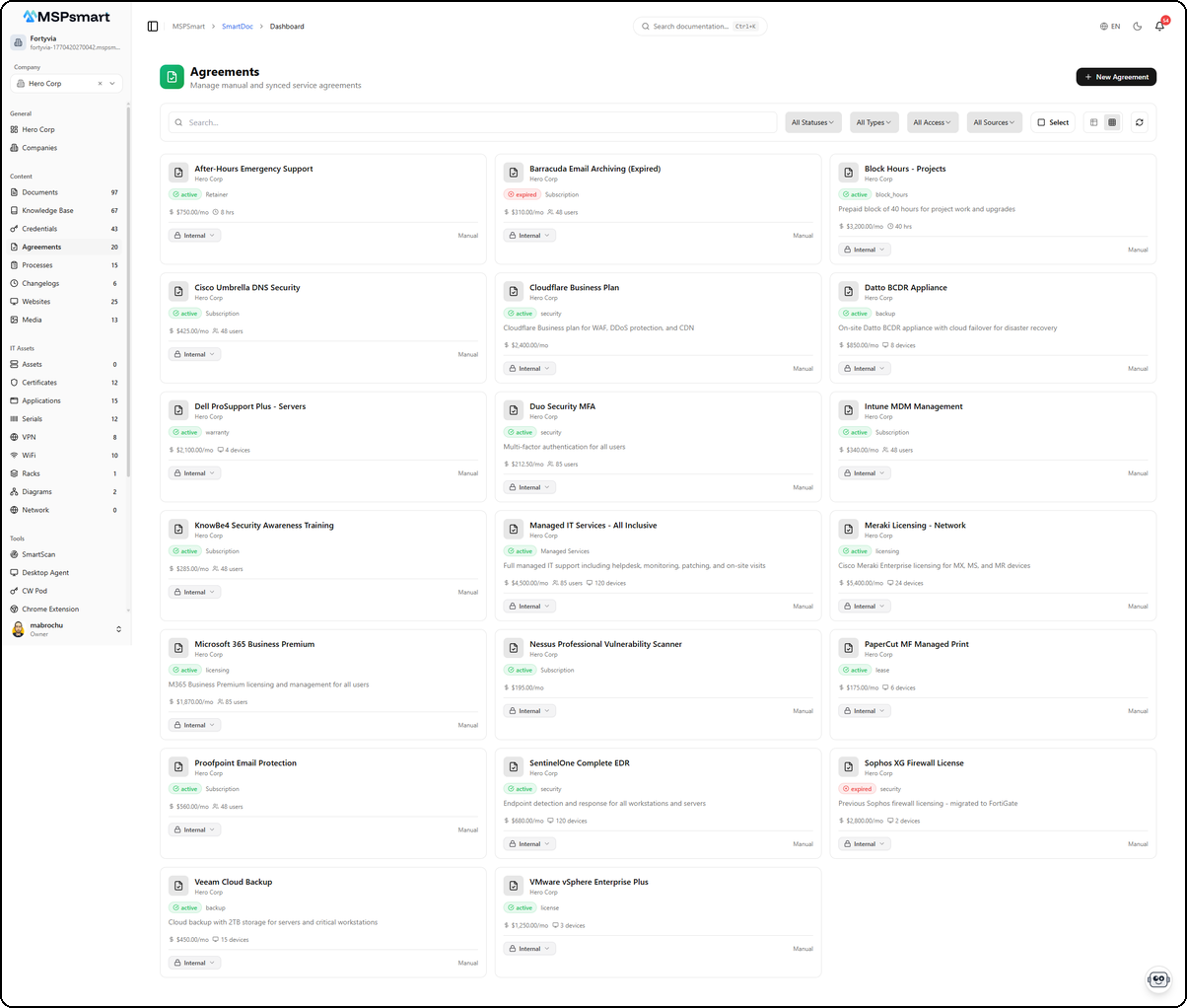 Agreements - Card View