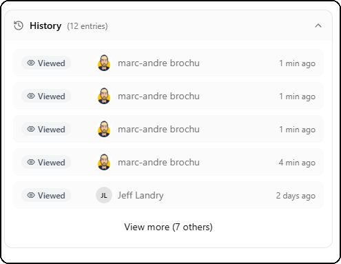 Certificate access history