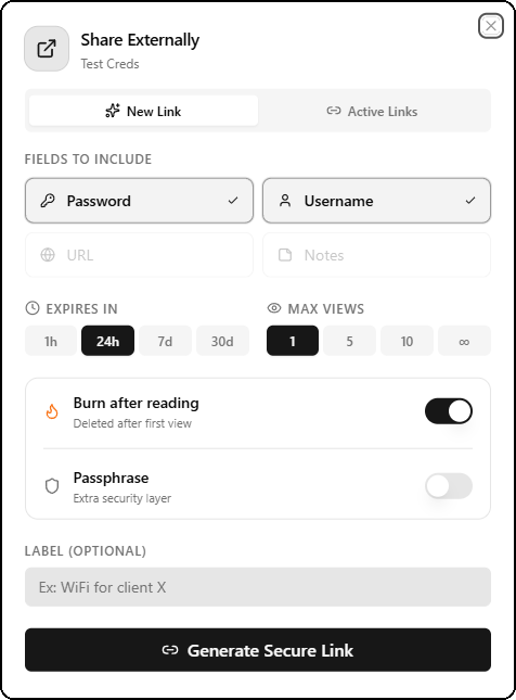 Share Externally Form