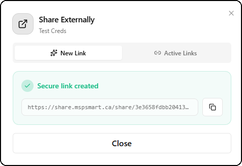 Secure Link Created