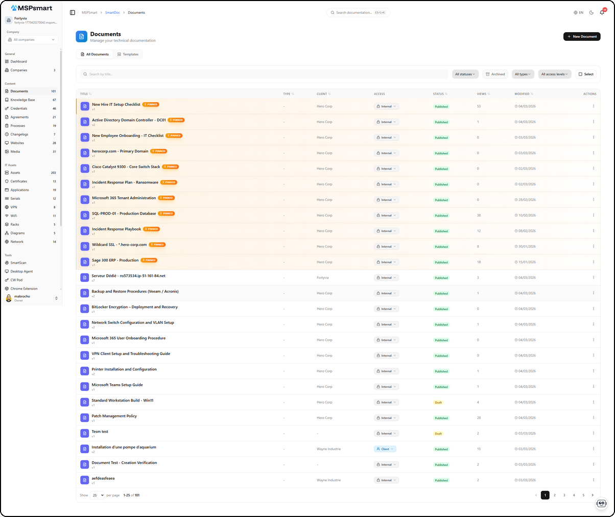 Documents - List view