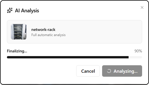 AI analysis in progress — progress bar
