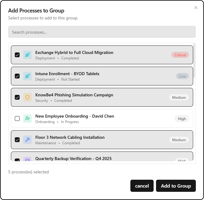 Add Processes to a Group