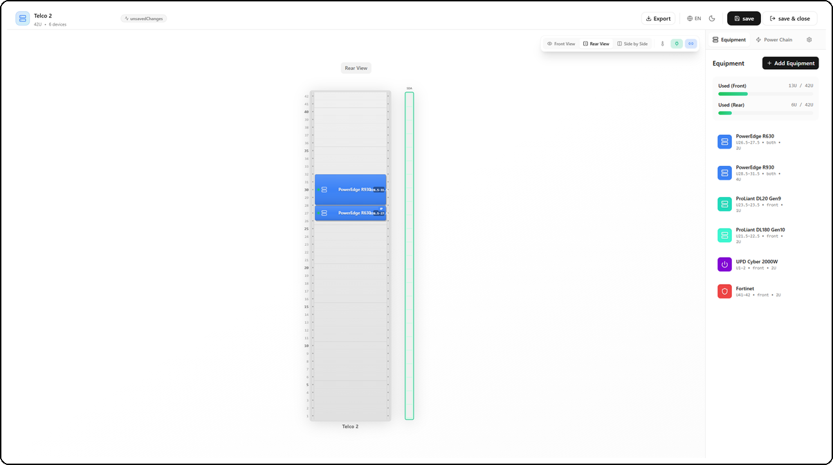 Rack editor — Rear view