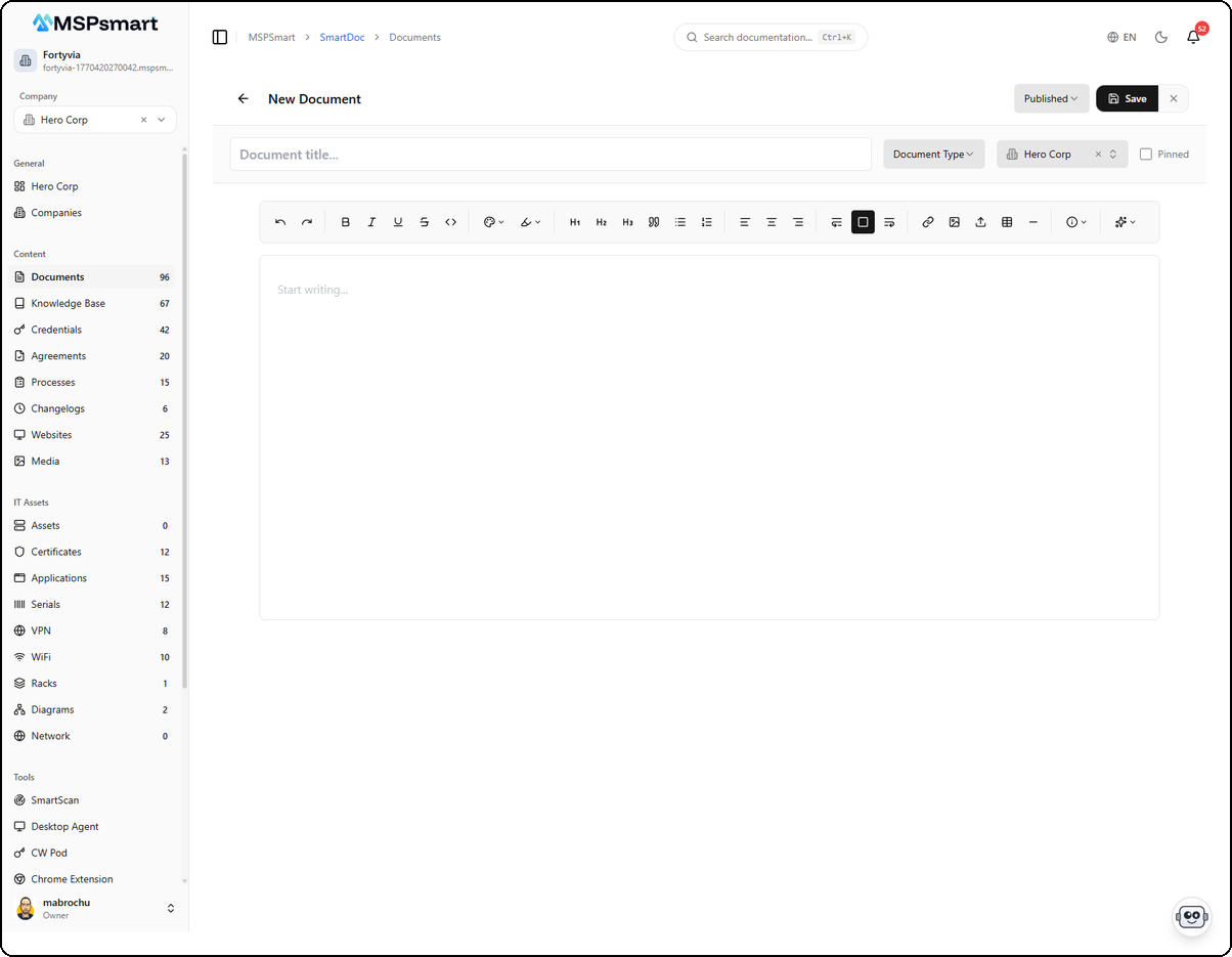 Editeur de documents vierge